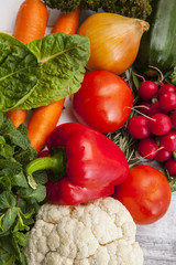 So much vitamins in those colorful vegetables. Healthy food.