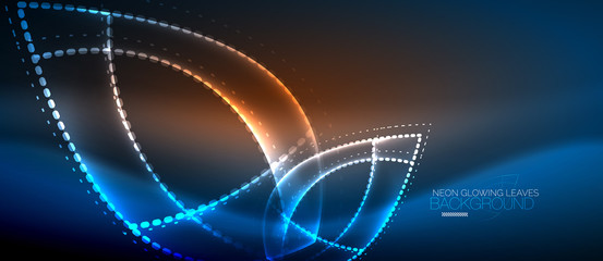 Neon leaf background, green energy concept