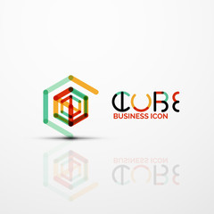 Cube idea concept logo, line
