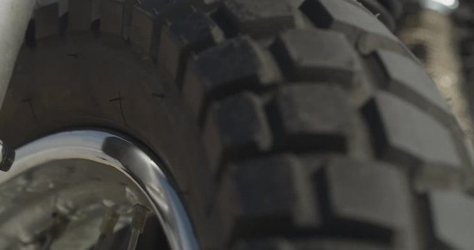 Close up, motorcycle tire tread