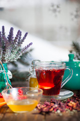 Hibiscus tea from rose carcade herbal herbal tea with rose hips and kalina diuretic and cleansing stomach rejuvenating organism