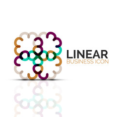 Abstract flower or star, linear thin line icon. Minimalistic business geometric shape symbol created with line segments