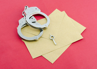 handcuffs envelope background