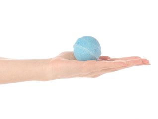 Blue bomb for bath in hand