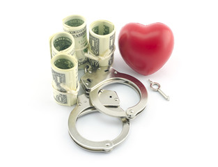 handcuffs, money, heart love , background