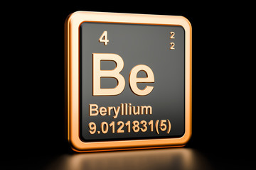 Beryllium Be chemical element. 3D rendering