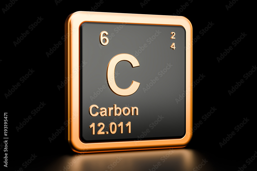 Poster carbon c chemical element. 3d rendering