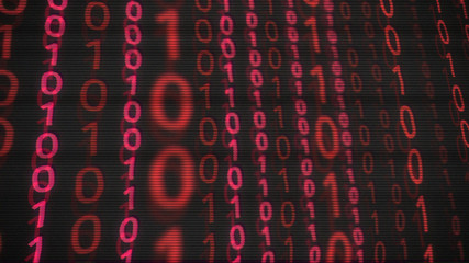 Binary computer code hackers zero one red