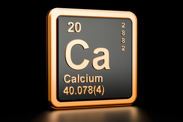 Calcium Ca chemical element. 3D rendering