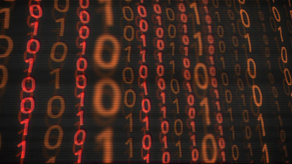 Binary computer code hackers zero one orange