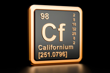 Californium Cf chemical element. 3D rendering