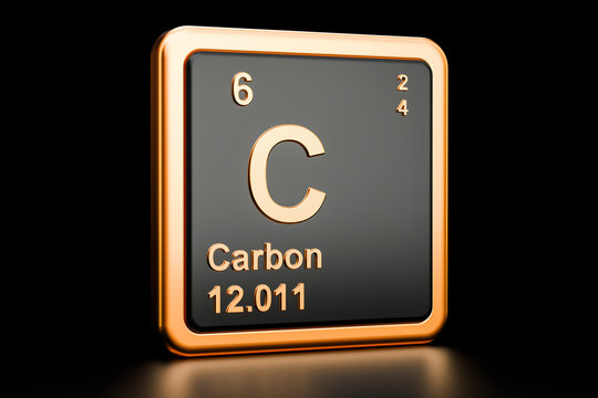Carbon C chemical element. 3D rendering