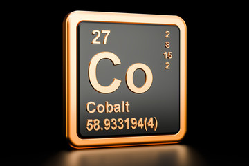 Cobalt Co chemical element. 3D rendering