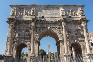 Fototapeta na wymiar Amazing view of Arch of Constantine near Colosseum in city of Rome, Italy