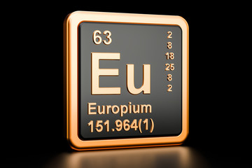 Europium Eu chemical element. 3D rendering