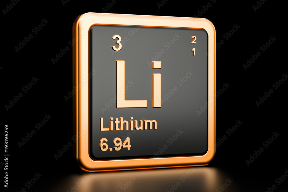 Poster lithium li chemical element. 3d rendering