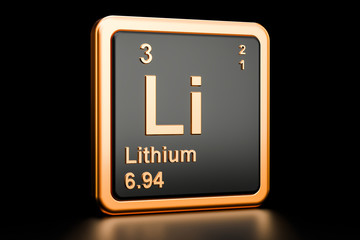 Lithium Li chemical element. 3D rendering - obrazy, fototapety, plakaty