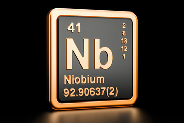 Niobium Nb chemical element. 3D rendering