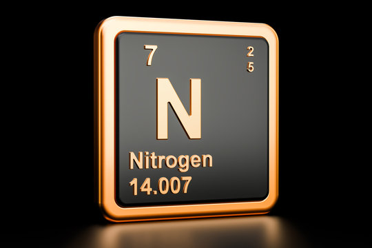 Nitrogen N chemical element. 3D rendering