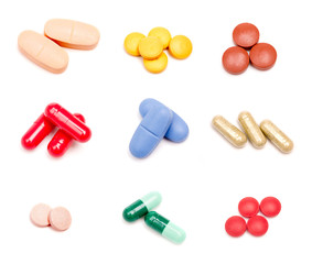Collage of Various Types and Colors of Medication