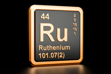 Ruthenium Ru chemical element. 3D rendering