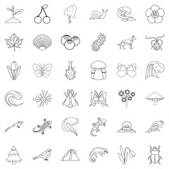 Nature reliability icons set, outline style