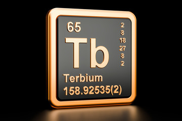 Terbium Tb chemical element. 3D rendering
