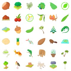 Service life icons set, cartoon style