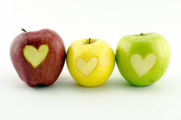 hearted and colorful apples