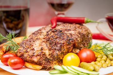 Appetizing baked fillet of pork