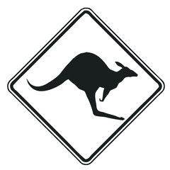 Gefahrenschild K&auml;nguru schwarz wei&szlig;