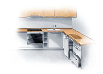 Nice modern kitchen sketch
