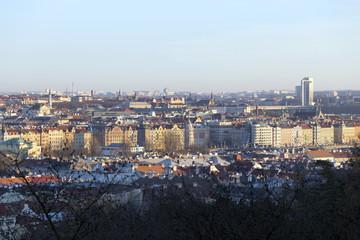 Naklejka premium View on the winter Prague City with its Towers, Czech Republic