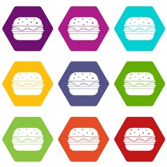 Hamburger icon set color hexahedron