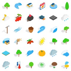 Naklejka premium Earthly icons set, isometric style