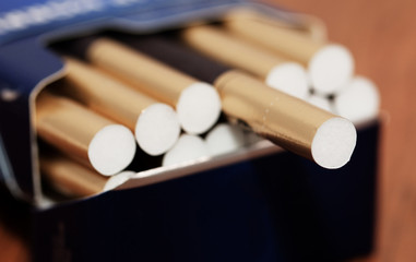 Open pack of cigarettes