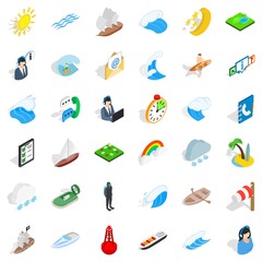 Boat business icons set, isometric style