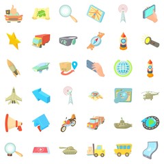 Movement icons set, cartoon style