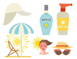 Cream sunscreen bottle vector icon sunblock cosmetic summer container tube panti-sun cream ackaging design.