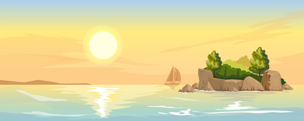 Obraz premium Seascape z małą wyspą