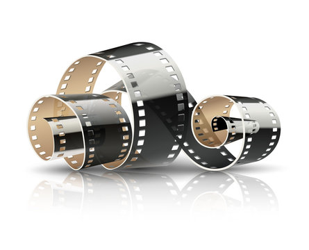 Film tape twisted reel for cinematography movies or photography.