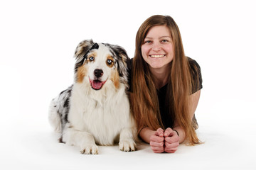 Cute girl and her friendly dog