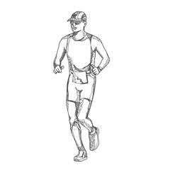 Fototapeta na wymiar Doodle art illustration of a triathlete,marathon,duathlon, trail runner running on isolated background done in mandala style.
