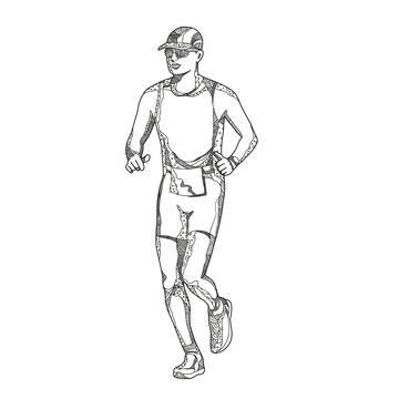 Doodle art illustration of a triathlete,marathon,duathlon, trail runner running on isolated background done in mandala style.