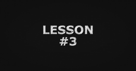 Lesson #3 word on grey background.