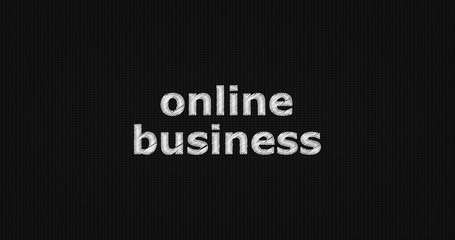 Online business word on grey background.