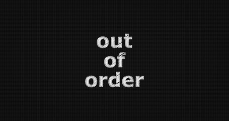 Out of order word on grey background.