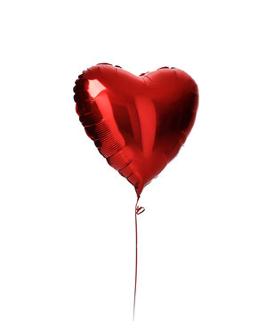 Single big  red heart balloon object for birthday isolated