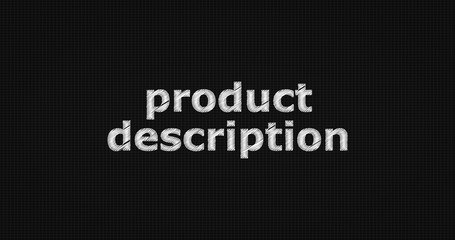Product description word on grey background.