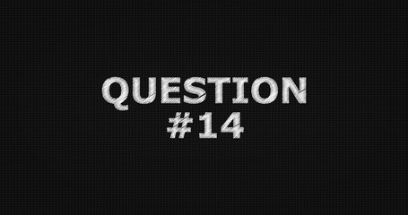 Question #14 word on grey background.